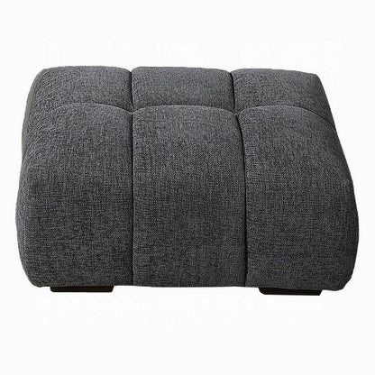Cloe Modern Ottoman, Tufted Gray Linen Upholstery, 39x26 Solid Wood