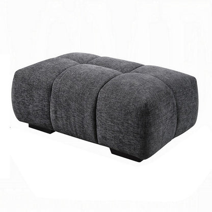 Cloe Modern Ottoman, Tufted Gray Linen Upholstery, 39x26 Solid Wood