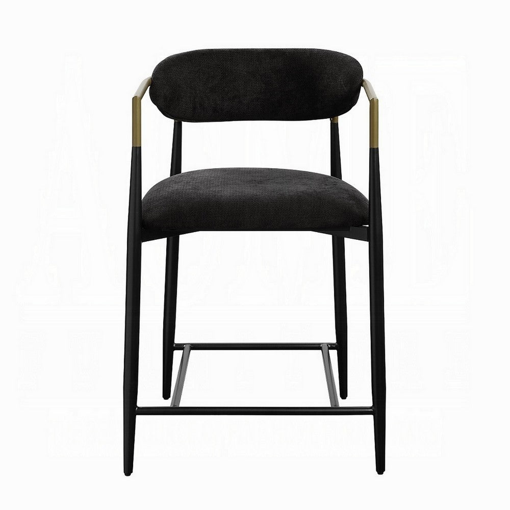 Vonn 25 Inch Counter Height Chair, Padded Fabric, Black Metal Frame