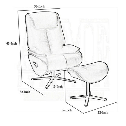 Nita Swivel Accent Chair with Ottoman, Plush Black Top Grain Leather