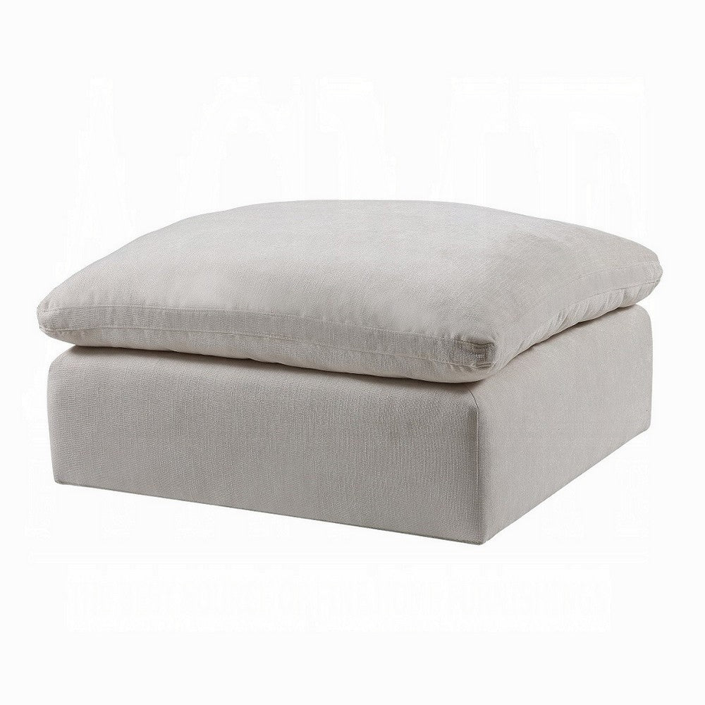 Shar Modular Ottoman, Pillow Top Cushion, Plush Ivory Linen Fabric