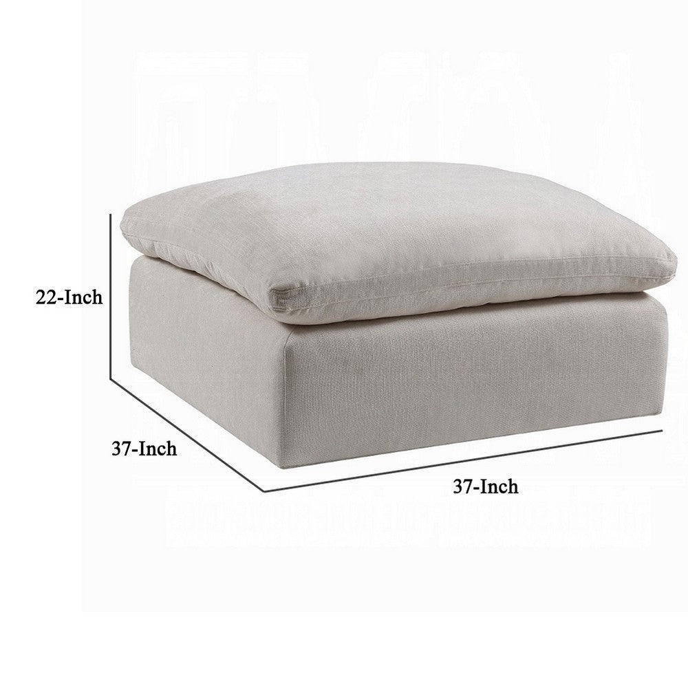 Shar Modular Ottoman, Pillow Top Cushion, Plush Ivory Linen Fabric