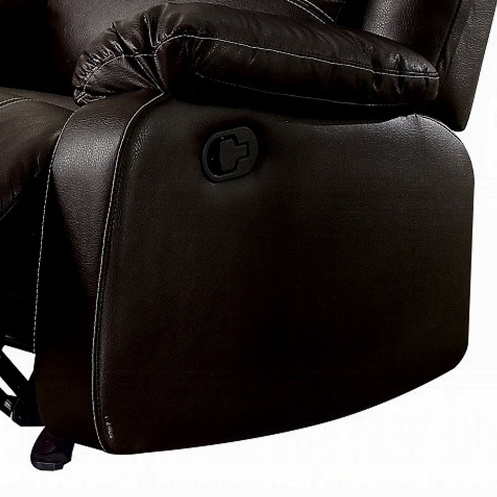 Zuru Motion Manual Rocker Recliner Chair, Plush Brown Faux Leather