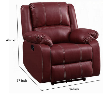 Zuru Motion Manual Rocker Recliner Chair, Plush Dark Red Faux Leather