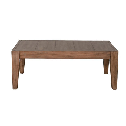 Yael Coffee Table, Tapered Legs, 48 Inch Rectangular Top, Light Brown