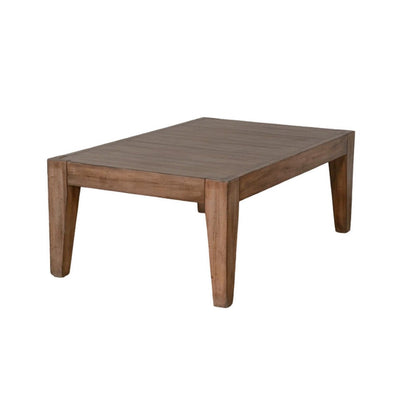 Yael Coffee Table, Tapered Legs, 48 Inch Rectangular Top, Light Brown
