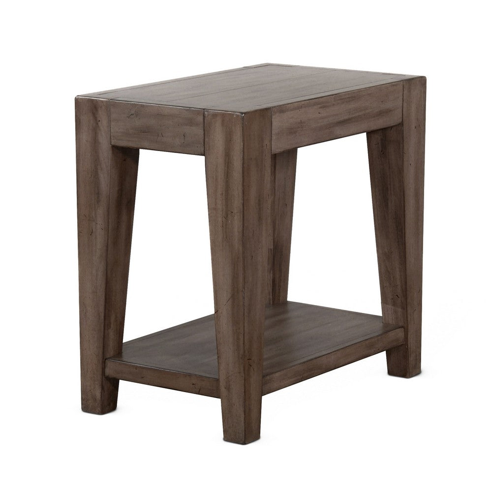 Yael Accent Side Table, Tapered Legs, 25 Inch Rectangular, Brown