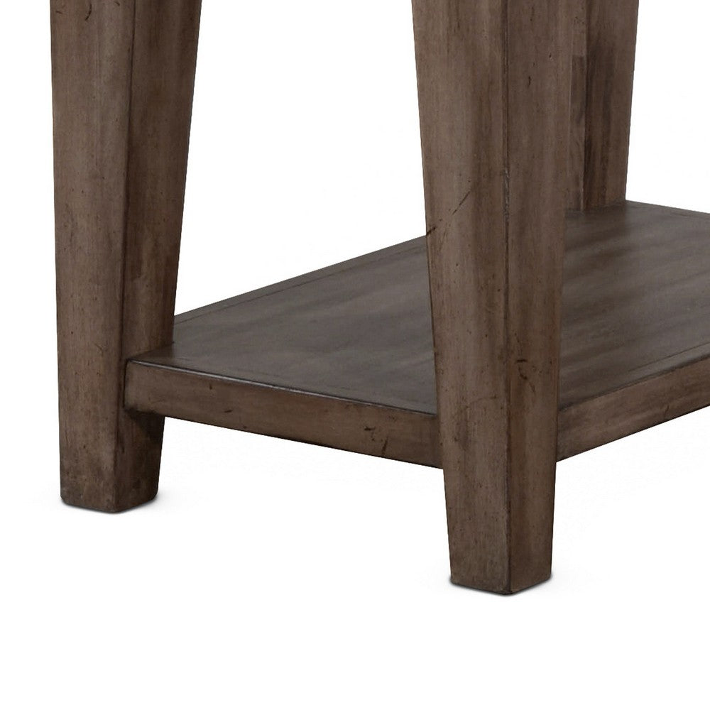 Yael Accent Side Table, Tapered Legs, 25 Inch Rectangular, Brown