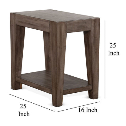 Yael Accent Side Table, Tapered Legs, 25 Inch Rectangular, Brown