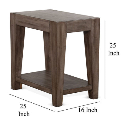Yael Accent Side Table, Tapered Legs, 25 Inch Rectangular, Brown