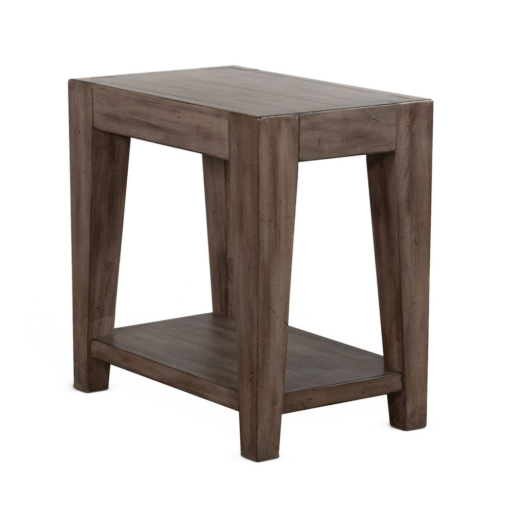 Yael Accent Side Table, Tapered Legs, 25 Inch Rectangular, Brown