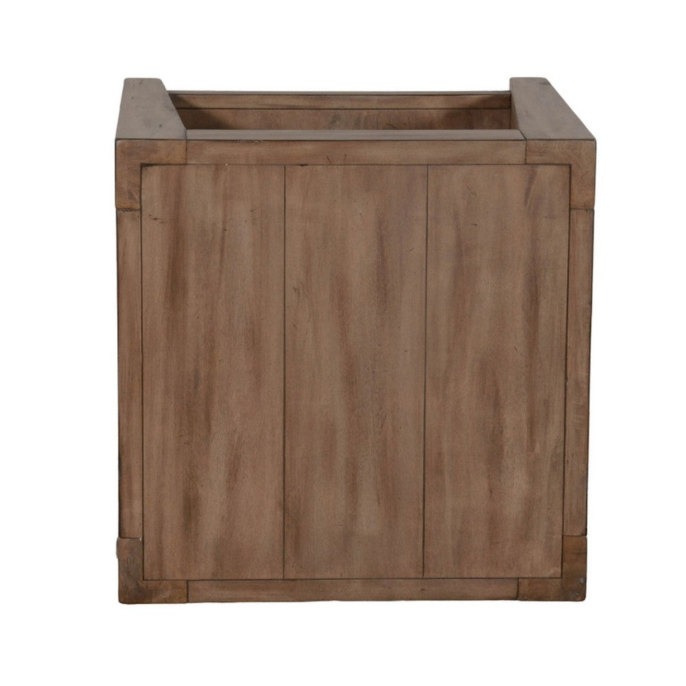Yael Side End Table, Tapered Legs, 24 Inch Square Top, Light Brown
