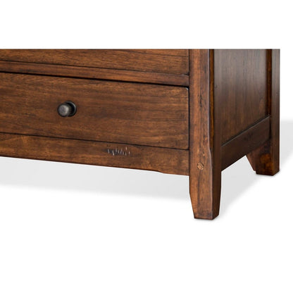 Odell Nightstand, 3 Drawers, Bronze, Rustic Dark Brown Solid Wood