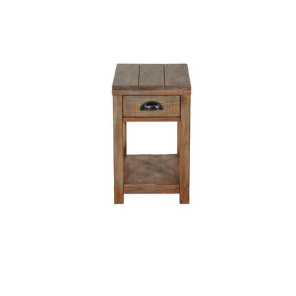 Rany Accent Table, Drawer, Shelf, 22 Inch Rectangular Top, Light Brown