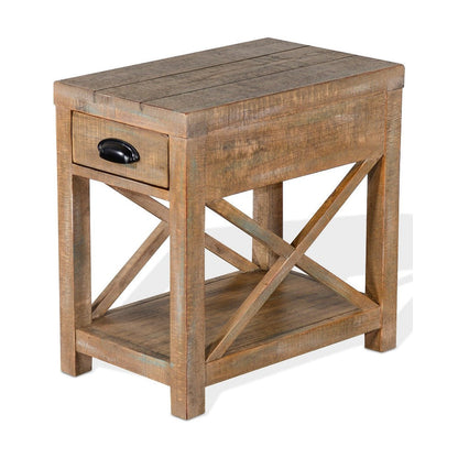 Rany Accent Table, Drawer, Shelf, 22 Inch Rectangular Top, Light Brown