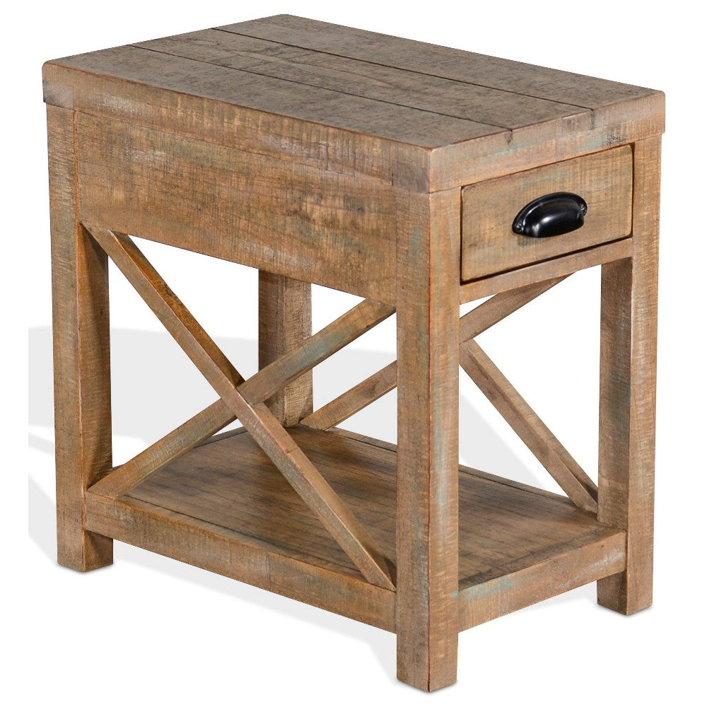 Rany Accent Table, Drawer, Shelf, 22 Inch Rectangular Top, Light Brown