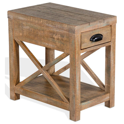 Rany Accent Table, Drawer, Shelf, 22 Inch Rectangular Top, Light Brown