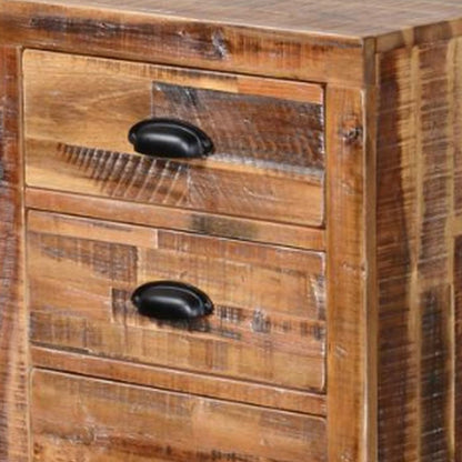 Havi File Cabinet, 3 Drawers, Black Cup Handles, Rustic Light Brown