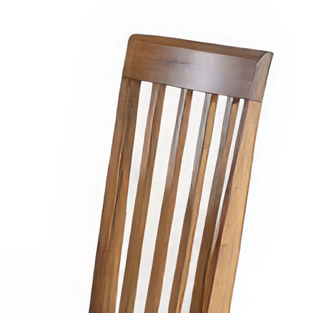 Marv Set of 2 Dining Chairs, Slat Back, Light Brown Microfiber, Mahogany Mindi