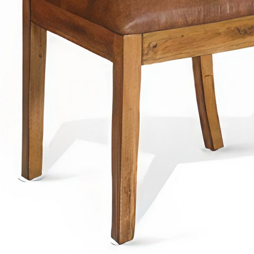 Marv Set of 2 Dining Chairs, Slat Back, Light Brown Microfiber, Mahogany Mindi