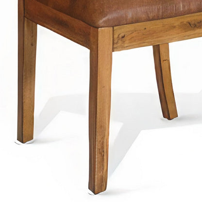 Marv Set of 2 Dining Chairs, Slat Back, Light Brown Microfiber, Mahogany Mindi