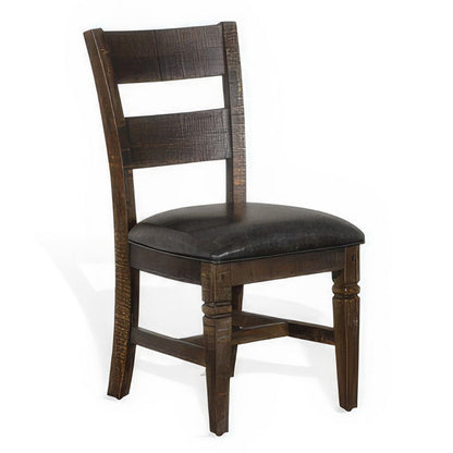 Flint Dining Chair, Set of 2, Ladderback, Dark Gray Fabric and Brown Mahogany