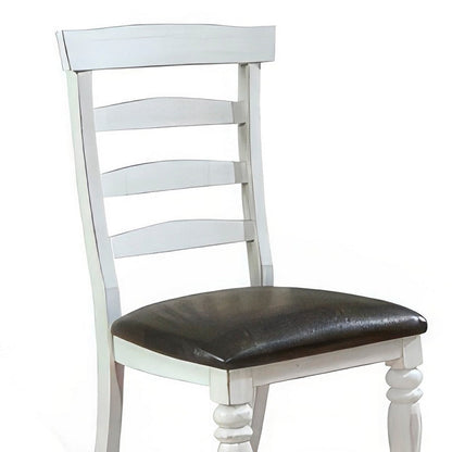Orso Dining Chair, Set of 2, Ladderback Design, White, Brown Mindi Wood