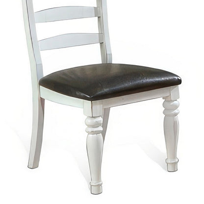 Orso Dining Chair, Set of 2, Ladderback Design, White, Brown Mindi Wood
