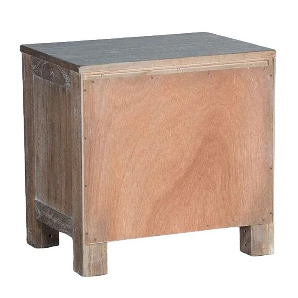 Remi Nightstand, 2 Drawers, Metal Handles, Rustic Light Brown