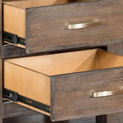 Remi Nightstand, 2 Drawers, Metal Handles, Rustic Light Brown