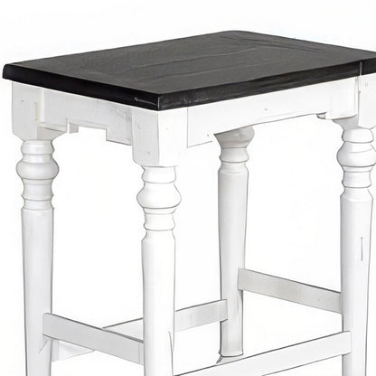 Orso Counter Height Stool Set of 2, White, Dark Brown Mahogany Wood