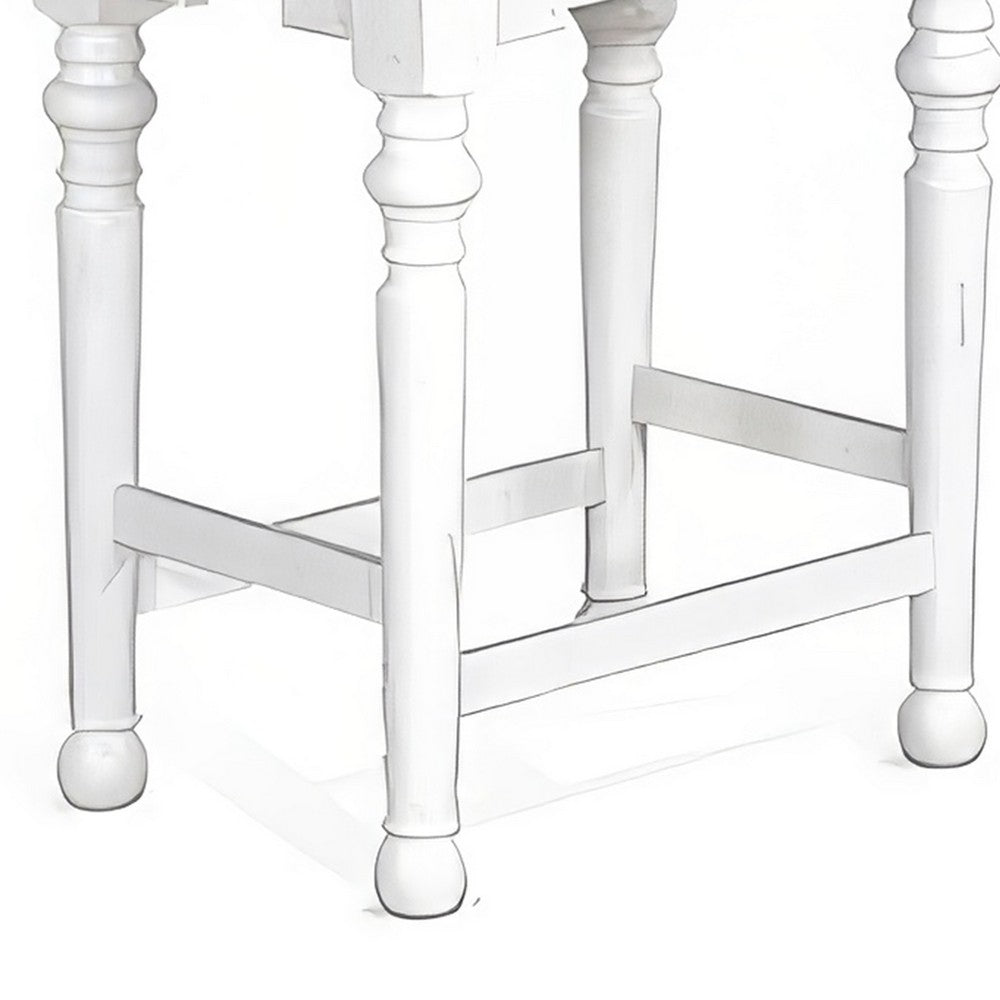Orso Counter Height Stool Set of 2, White, Dark Brown Mahogany Wood