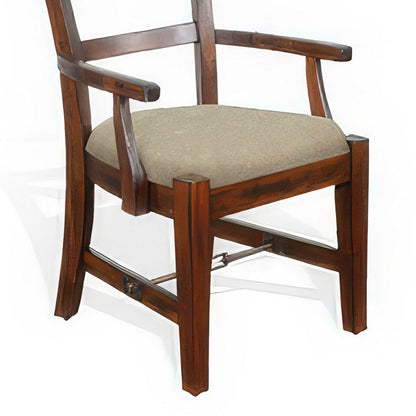 Reggie Dining Armchair Set of 2, Ladderback Beige, Brown Mahogany Wood