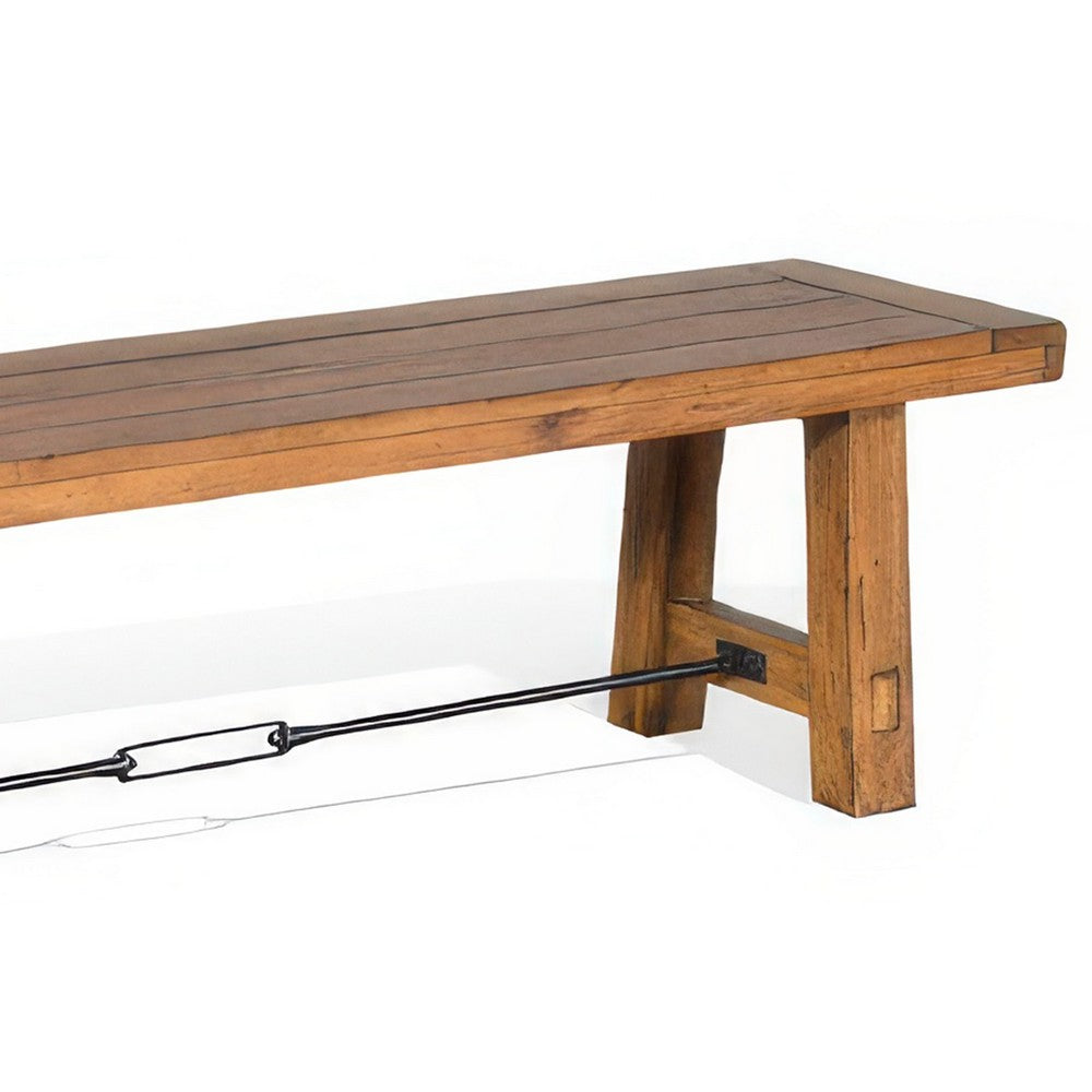 Jake Dining Bench, Light Brown Mahogany, Turnbuckle Accent, 64 Inch