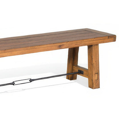 Jake Dining Bench, Light Brown Mahogany, Turnbuckle Accent, 64 Inch