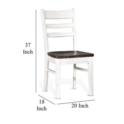 Orso Dining Chair Set of 2, Ladderback, White and Dark Brown Mahogany