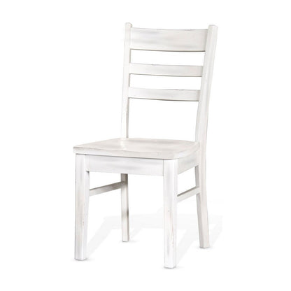 Sime Dining Chair Set of 2, Ladderback Design, Off White Mahogany Wood