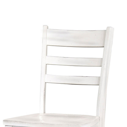 Sime Dining Chair Set of 2, Ladderback Design, Off White Mahogany Wood