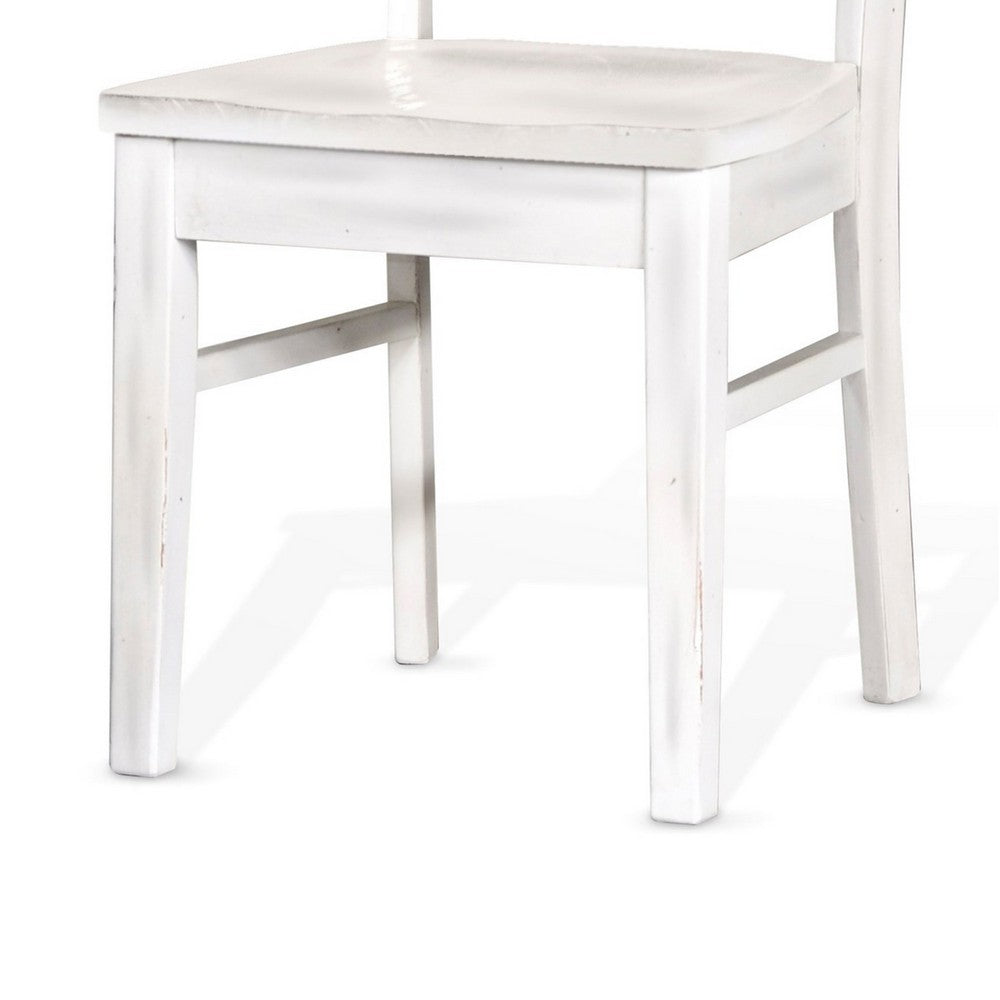 Sime Dining Chair Set of 2, Ladderback Design, Off White Mahogany Wood