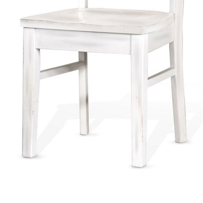 Sime Dining Chair Set of 2, Ladderback Design, Off White Mahogany Wood