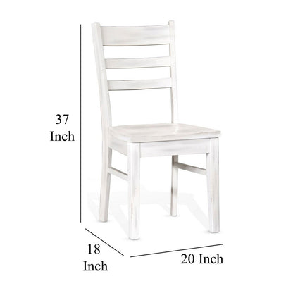 Sime Dining Chair Set of 2, Ladderback Design, Off White Mahogany Wood