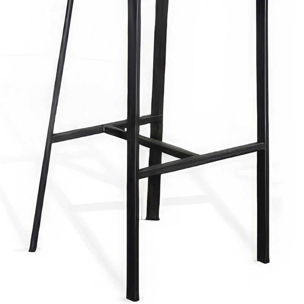 Flint Barstool Chair Set of 2, Round Seat, Dark Brown Mahogany, Black