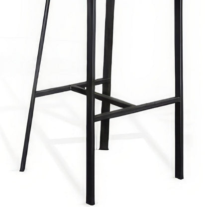 Flint Barstool Chair Set of 2, Round Seat, Dark Brown Mahogany, Black