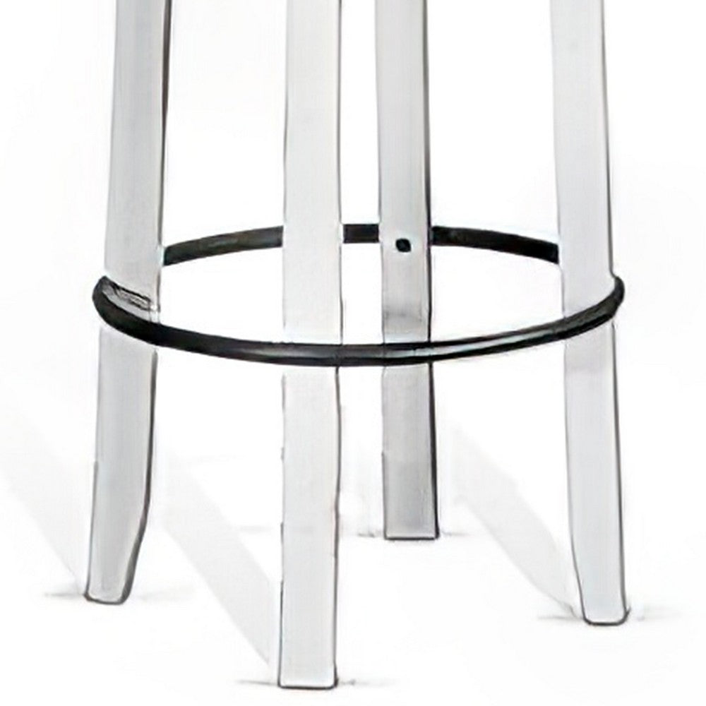 Orso Swivel Barstool Set of 2, Black Faux Leather, White Wood, Black