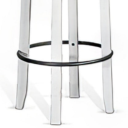 Orso Swivel Barstool Set of 2, Black Faux Leather, White Wood, Black