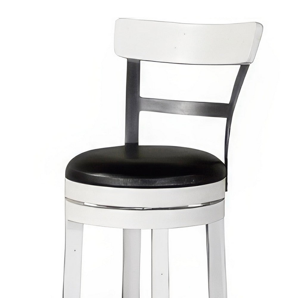 Orso Swivel Barstool Chair Set of 2, Black Faux Leather, White, Black