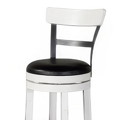 Orso Swivel Barstool Chair Set of 2, Black Faux Leather, White, Black