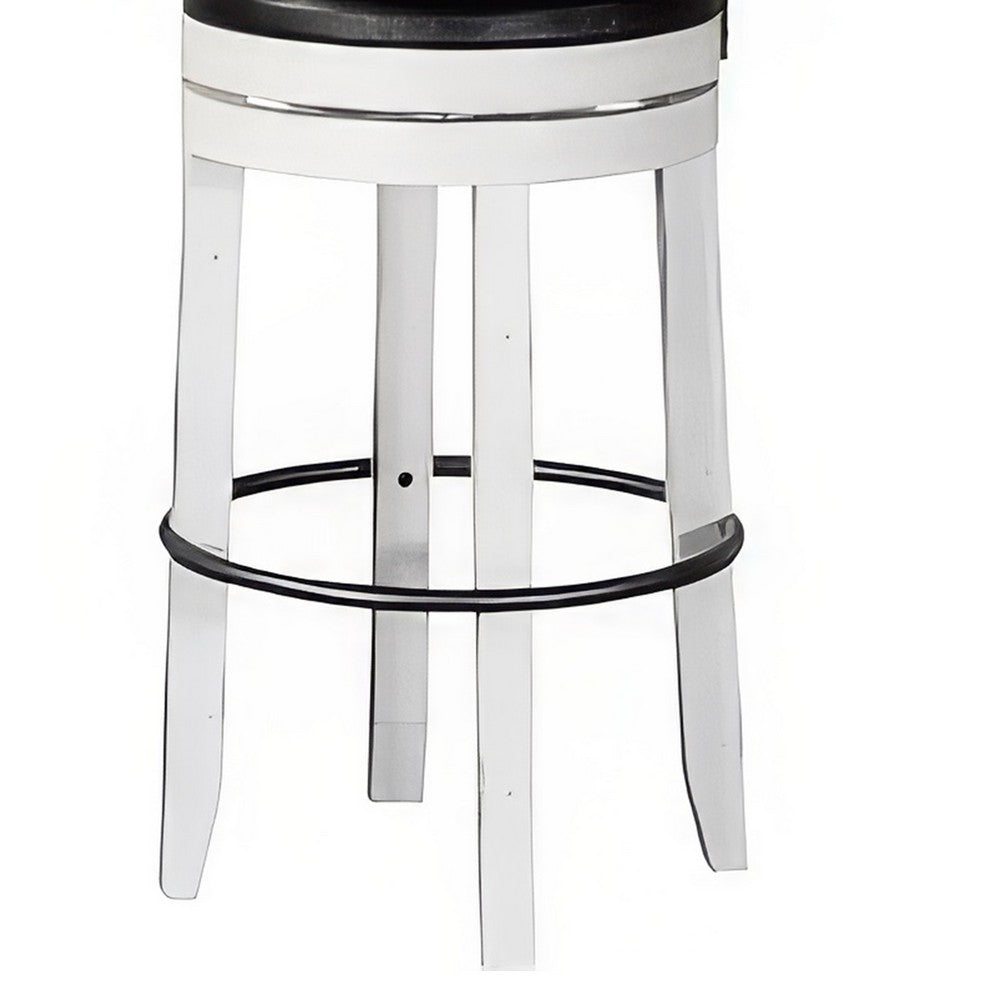 Orso Swivel Barstool Chair Set of 2, Black Faux Leather, White, Black