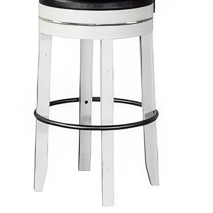 Orso Swivel Barstool Chair Set of 2, Black Faux Leather, White, Black
