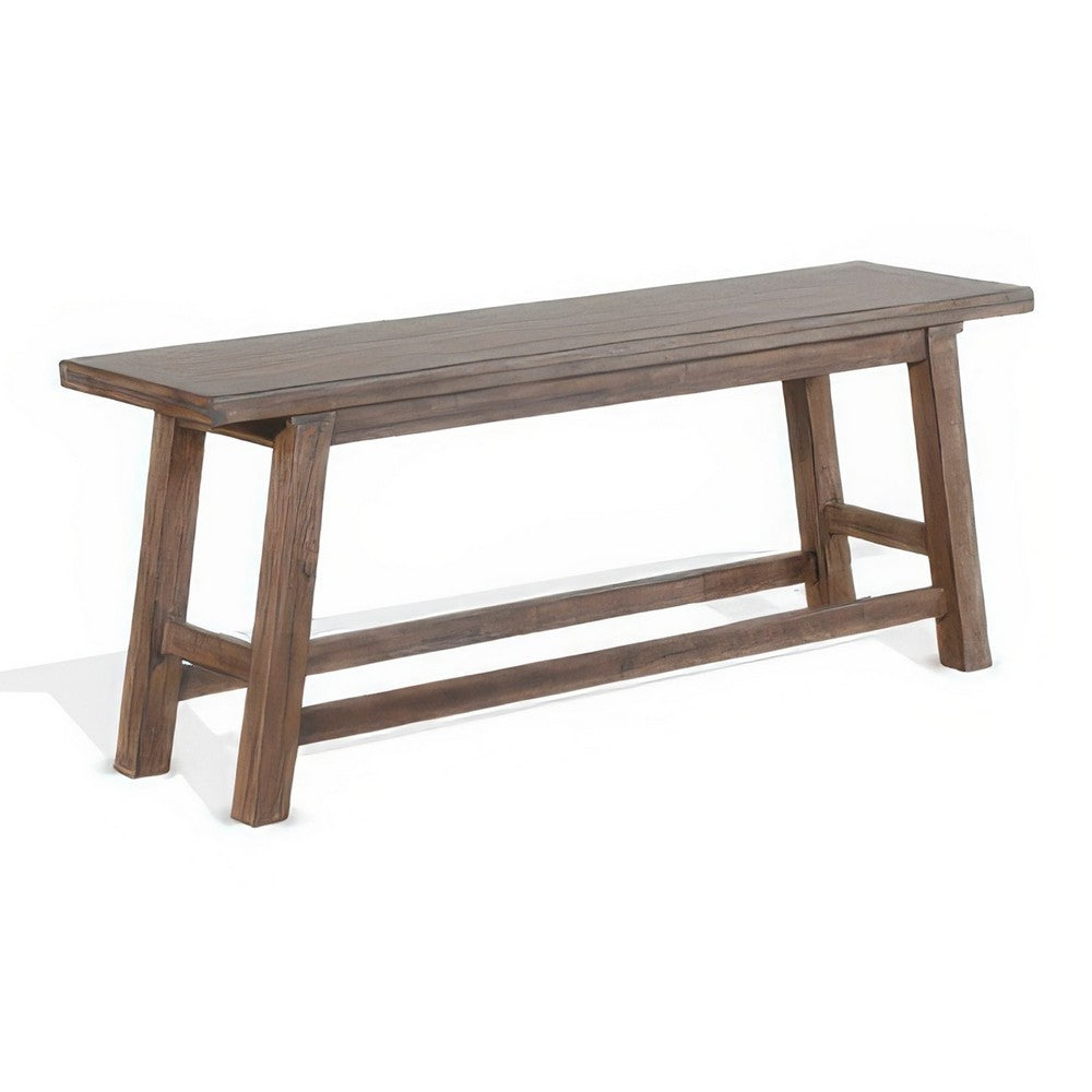 Yael Counter Height Bench, Light Brown Mahogany, Mindi Wood, 60 Inch